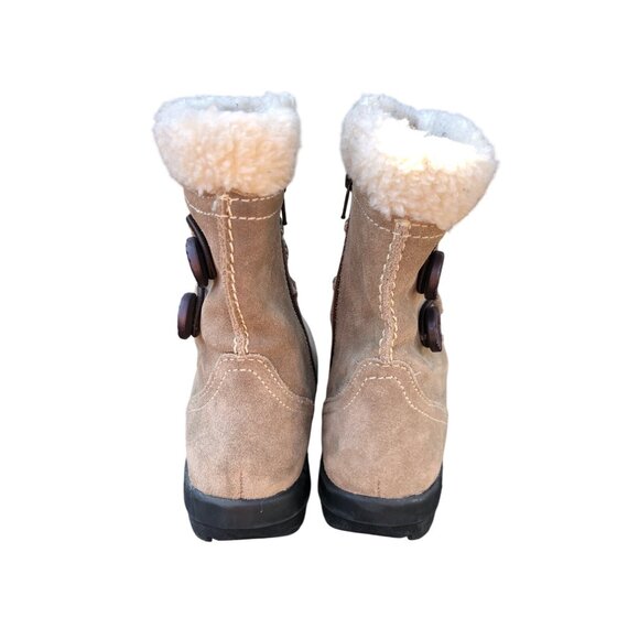 Clarks Ankle Boots Beige Suede Womens 6M Faux Fur Lining Side Zipper - Picture 4 of 10